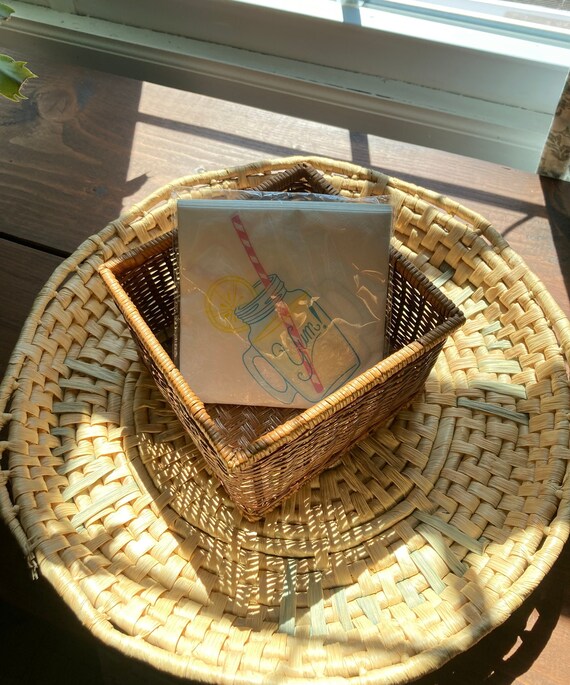 Vintage Wicker Basket Napkin Holder Etsy