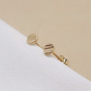 9ct Yellow Gold Earrings, Textured Mini Studs, Handmade Jewellery, Gift for Her, Made in UK