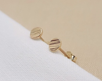 9ct Yellow Gold Earrings, Textured Mini Studs, Handmade Jewellery, Gift for Her, Made in UK