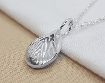 Silver Fingerprint Necklace, Personalised Pendant, Handmade Jewellery Kit Gift UK