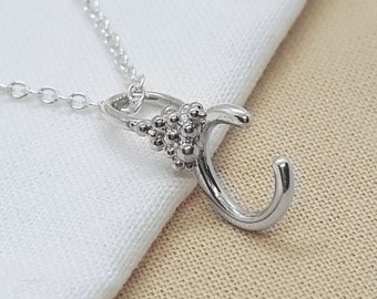 Silver Initial Pendant, Personalised Present, Granulation, Alphabet Letter, Name Necklace, Handmade Jewellery, UK Gift