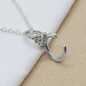 Silver Initial Pendant, Personalised Present, Granulation, Alphabet Letter, Name Necklace, Handmade Jewellery, UK Gift image 1