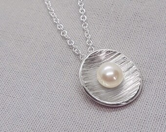 White Pearl & Silver Necklace | Ivory, Christmas Present, Freshwater Cultured Pearls, Handmade Jewellery, Made in UK