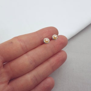 Peach Pearl Silver Earrings, Sterling, Gift Present, Freshwater Cultured Pearls, Mini Studs, Handmade in UK Jewellery image 4