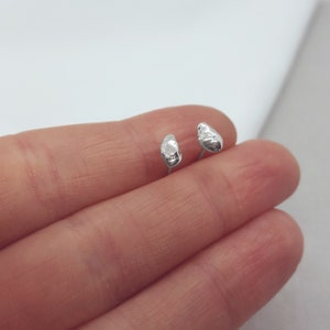 Silver Earring Studs, Recycled 925 Sterling Jewellery, Organic, Unique Handmade Gift, UK Made, One of a Kind, Unisex Pair 1