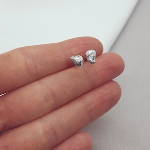 Silver Earring Studs, Recycled 925 Sterling Jewellery, Organic, Unique Handmade Gift, UK Made, One of a Kind, Unisex Pair 2