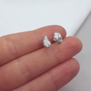 Silver Earring Studs, Recycled 925 Sterling Jewellery, Organic, Unique Handmade Gift, UK Made, One of a Kind, Unisex Pair 3