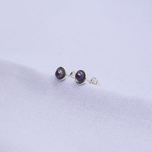 Peach Pearl Silver Earrings, Sterling, Gift Present, Freshwater Cultured Pearls, Mini Studs, Handmade in UK Jewellery Peacock