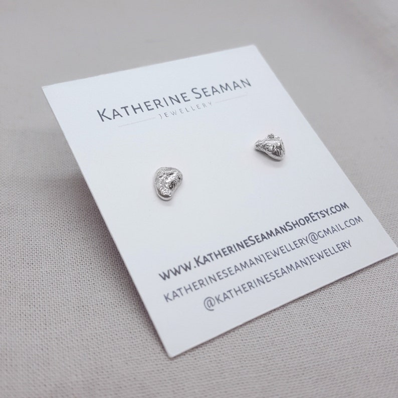 Silver Earring Studs, Recycled 925 Sterling Jewellery, Organic, Unique Handmade Gift, UK Made, One of a Kind, Unisex image 10