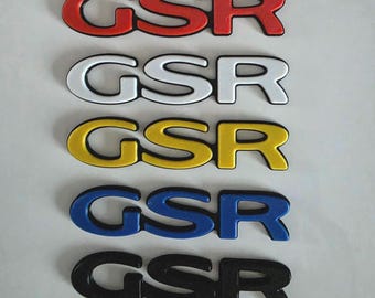 GSR Classic  Original 3D Printed Car Badge - Evo 1-7 Red, White, Yellow, Blue, Black