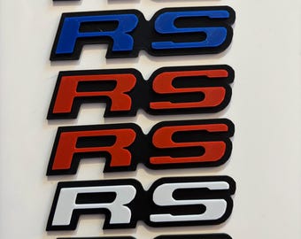 RS 3D Printed Car Badge with Black Backing- Red, White or Blue