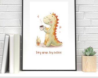 Funny Dinosaur Coffee Print – Espresso-saurus Kitchen Art