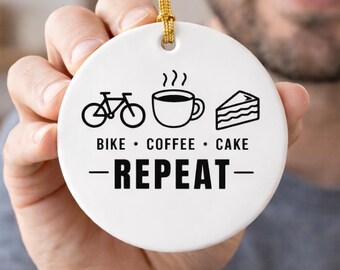 Bike Coffee Cake Repeat Ceramic Ornament – Cyclist Gift