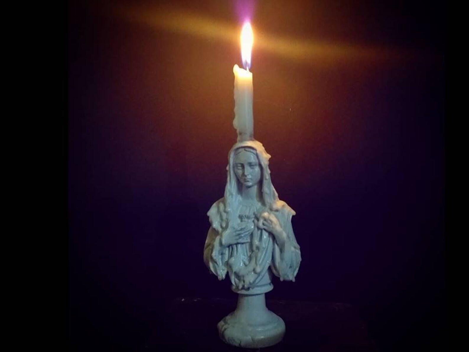 Virgin Mary statue candlestic religious ritual christening Etsy