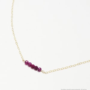 Ruby Gemstone Gold Bar Necklace, July Birthstone Necklace, Necklaces For Women, Minimalist Necklace, Birthstone Bar Necklace | July Necklace