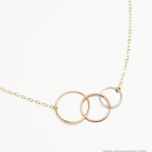 Moeder-dochterketting, cadeau voor oma, moeder van de bruid cadeau van dochter, driedubbele open cirkelketting | Unity-ketting