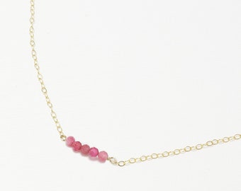 Pink Tourmaline Necklace, October Birthstone Necklace, Birthstone Jewelry, Minimalist Necklace, Birthstone Bar Necklace | October Necklace