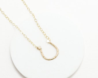 Collier en fer à cheval, Collier minimaliste, Collier de bonne chance, Collier de mères, Collier de charme minuscule, Collier d’or | 7e Collier de vie
