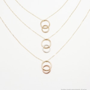 Minimalistische ketting, Sierlijke Dubbele Open Cirkel Ketting, Beste Vriend Ketting, Moeder Dochter Gift, Grootmoeder Ketting | De ketting van de eenheid