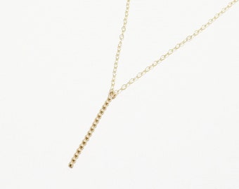 Vertical Gold Bar Necklace, Bar Beaded, Minimalist Necklace, Dainty Necklace, Delicate Necklace, Layering Necklace | Accent Necklace