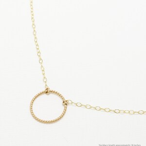 Gold Halskette, minimalistische Halskette, Kreis Halskette, offenen Kreis Halskette, Karma Halskette, Ewigkeit Ring Halskette | Bliss Halskette