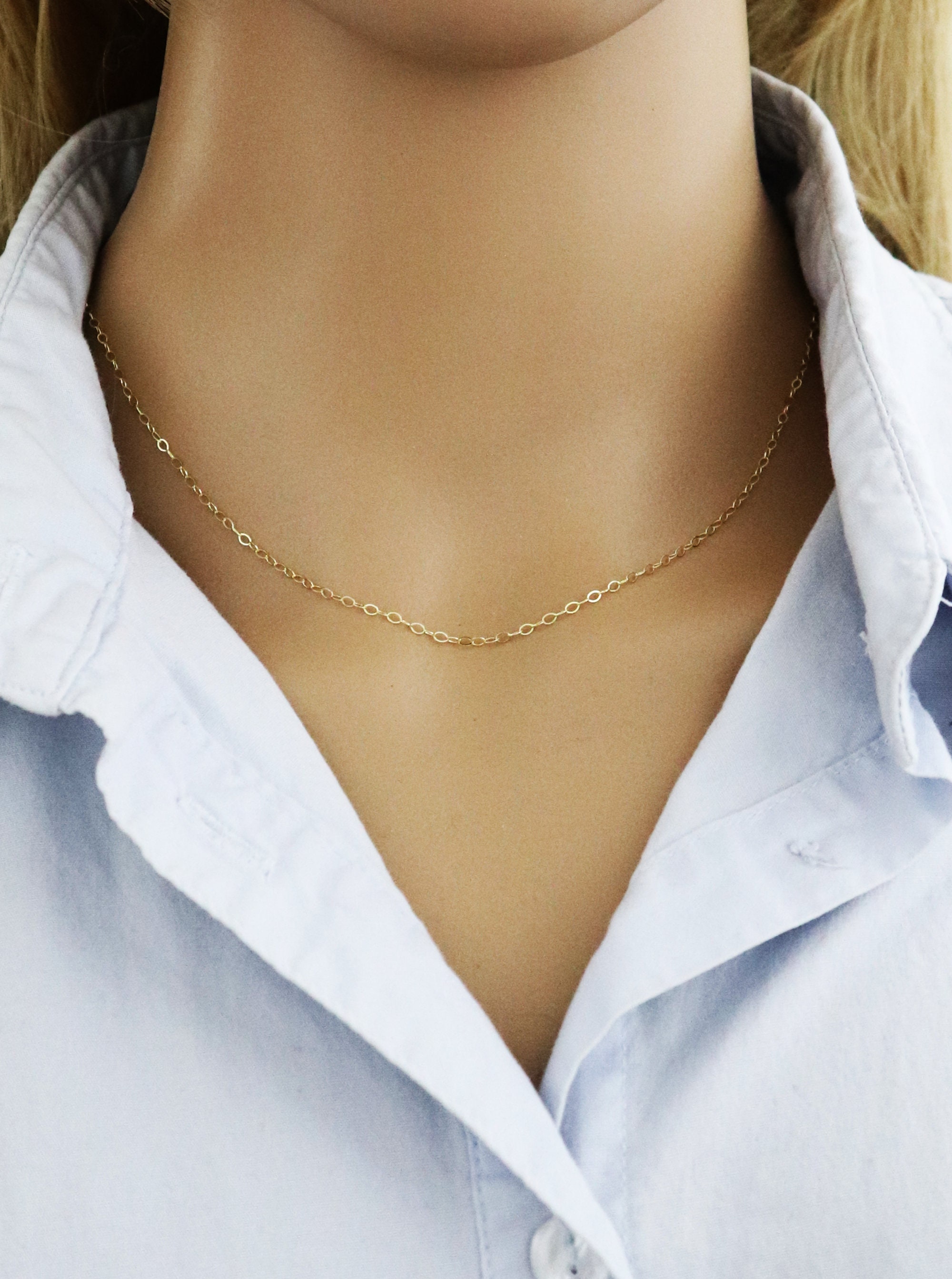 Thin Gold Chain Necklace Minimalist Necklace Delicate Silver Etsy