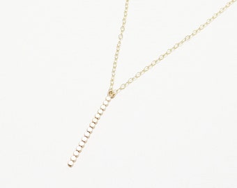 Delicate Vertical Bar Necklace, Minimalist Necklace, Dainty Necklace, Thin Bar Necklace, Layering Chain Necklace | Accent Necklace