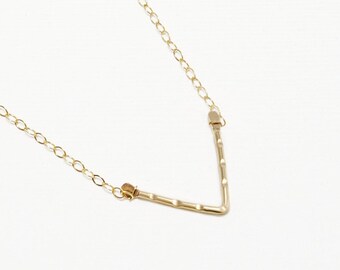 Chevron Necklace, Minimalist Necklace, Triangle Necklace, V Necklace, Gold Necklace, Floating Necklace, Arrow Necklace | Moxie Necklace