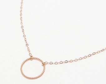 Rose Gold Necklace, Minimalist Necklace, Circle Necklace, Open Circle Necklace, Karma Necklace, Eternity Ring Necklace | Bliss Necklace