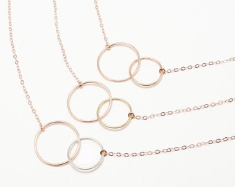 Mother Daughter Necklace, Mother Of The Bride Gift From Daughter, Double Circle Link Necklace, Infinity Necklace, Mothers | Unity Necklace