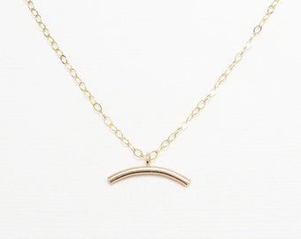 Querlenker Halskette, minimalistische Halskette, zierliche Gold Halskette, einfache Halskette, geschichtete Halskette, dünne Gold Bar Halskette | Wunsch-Halskette