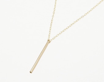 Gold Vertikale Halskette, Minimalistische Halskette, zierliche Halskette Silber, Zarte Halskette, Gold filled Layer Halskette | Akzent Halskette