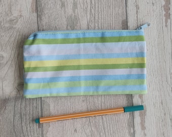 Pen case with green and blue stripes - Unique design with small printing error