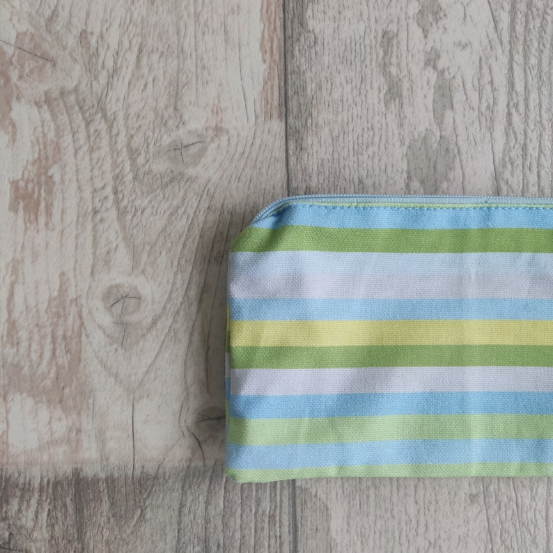 Pen case with green and blue stripes Unique design with small printing error image 5