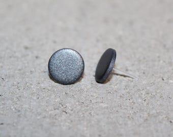 GUNMETAL Stud Earrings, Plastic Post, Metal Free, Men Studs, gift for him