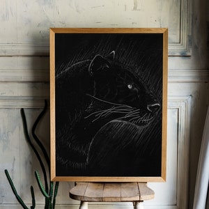 Black Panther Digital Download Black & White Animal Art Poster Print Wall Art Decor Artwork Printable Personalized Gifts Designs