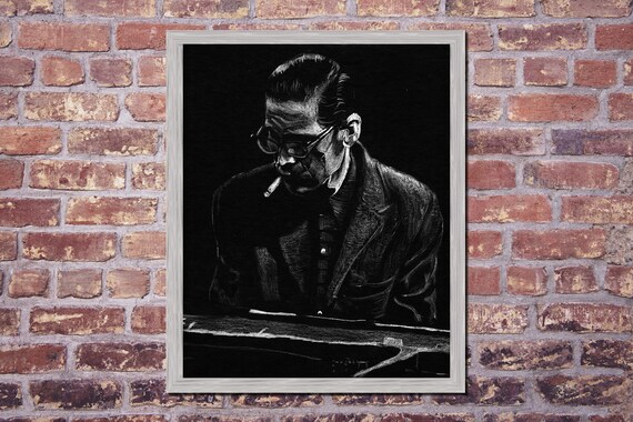 Bill Evans Piano Digital Download Black & White Jazz Art Poster