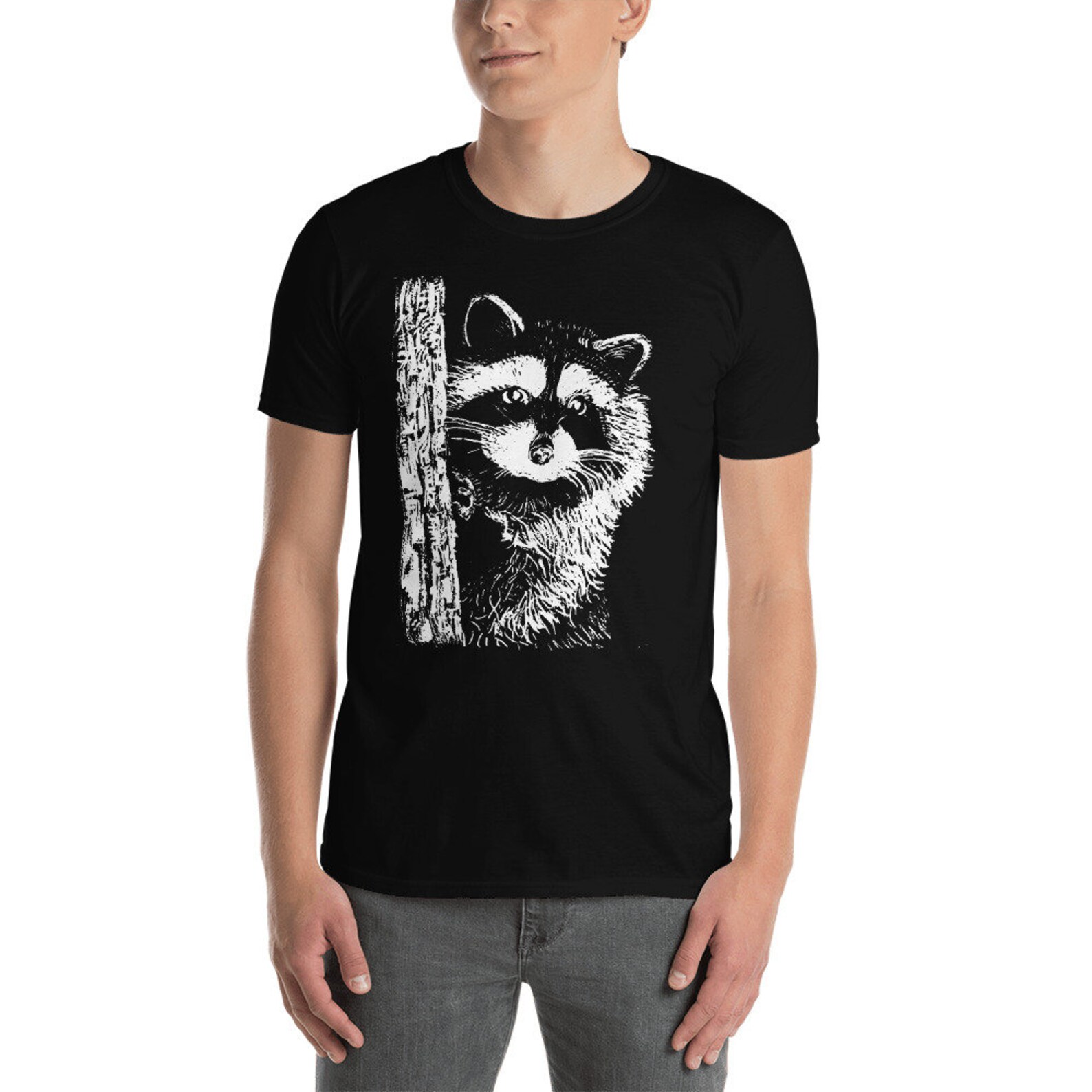 Racoon Black Short-sleeve Unisex T-shirt - Etsy UK