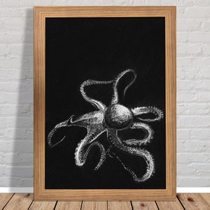 Octopus Digital Download Black & White Animal Art Poster Print Wall Art Decor Artwork Printable Personalized Gifts Designs