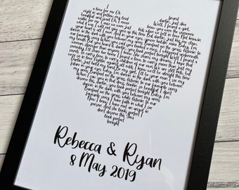 Personalised Heart Song Lyric Print - DIGITAL DOWNLOAD