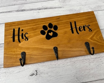 Wooden Key & Pet Leash Holder