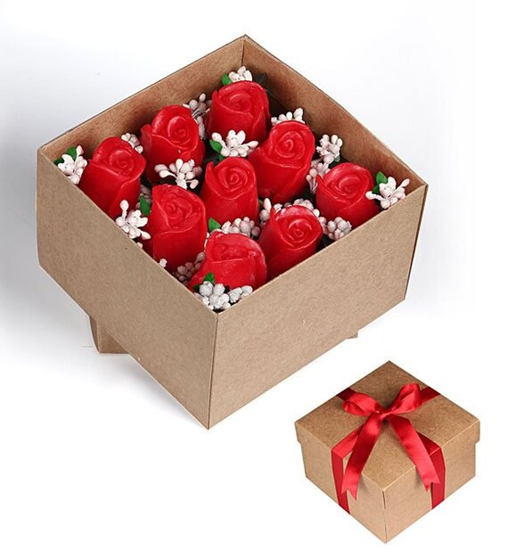 Red Roses Gift Box Beautiful Flower Arrangements Etsy