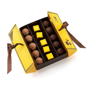 Carian’s Bistro Chocolatier Signature Dark-Milky-Hazelnut Truffles Assorted Chocolate Gift Box, Gourmet Gift Basket Gift Idea–15 pc