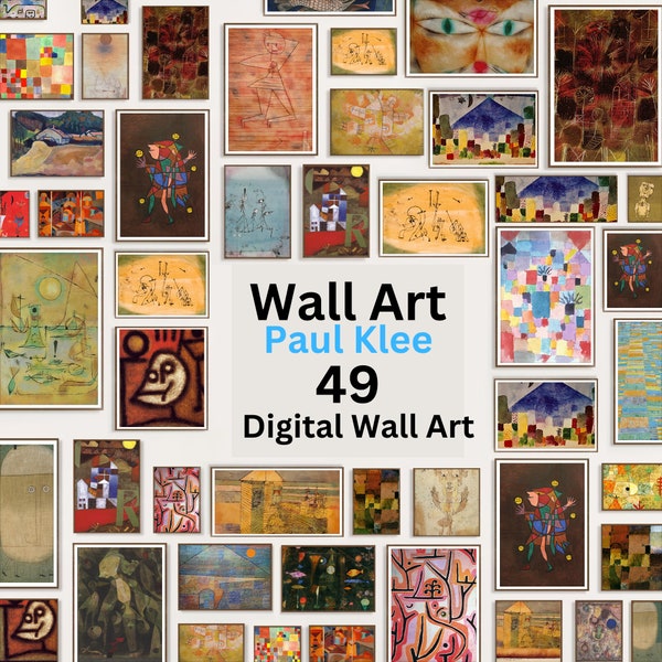 Paul Klee Printable Vintage Masterpiece Wall Art Print Mega Collection High-Quality Wall Art Set, Gallery Home Decor (Set of 49)