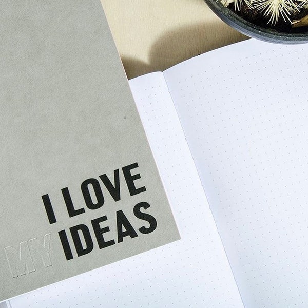 I Love Ideas Motivational Notebook |  Soft Cover ~ Burst Perfect Binding ~ Dotted Pages | Blank Designer Notebook