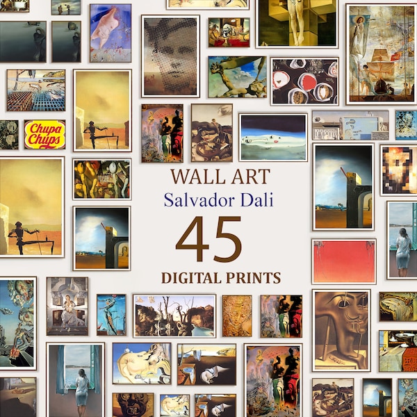 Salvador Dali Printable Vintage Masterpiece Wall Art Print Mega Collection High-Quality Wall Art Set, Gallery Home Decor (Set of 45)