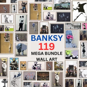 Banksy Wall Art Mega Bundle Coleção completa Conjunto de arte de parede de alta qualidade, arte de parede para impressão, download digital para impressão de pôsteres digitais