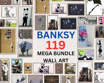 Banksy Wall Art Mega Bundle Volledige collectie Hoogwaardige muurkunstset, afdrukbare muurkunst, afdrukbare digitale download digitale posters