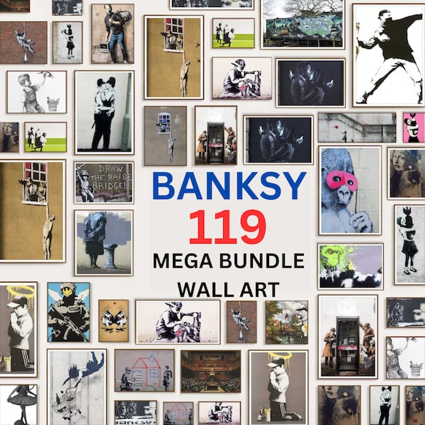 Banksy Wall Art Mega Bundle Komplette Sammlung Hochwertiges Wandkunst-Set, druckbare Wandkunst, druckbare digitale Download-Digitalposter