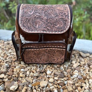 Leather Embossed and Hand-painted Artisan Backpack American Darling Western Leather Backpack – Genuine  main image 2